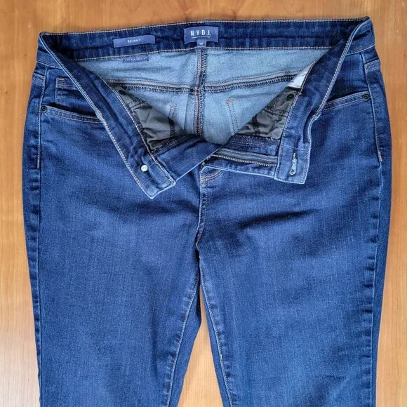 NYDJ Dark Wash 5 Pocket Skinny Stretch Denim Lift x Tuck Jeans - 10 - Picture 8 of 11